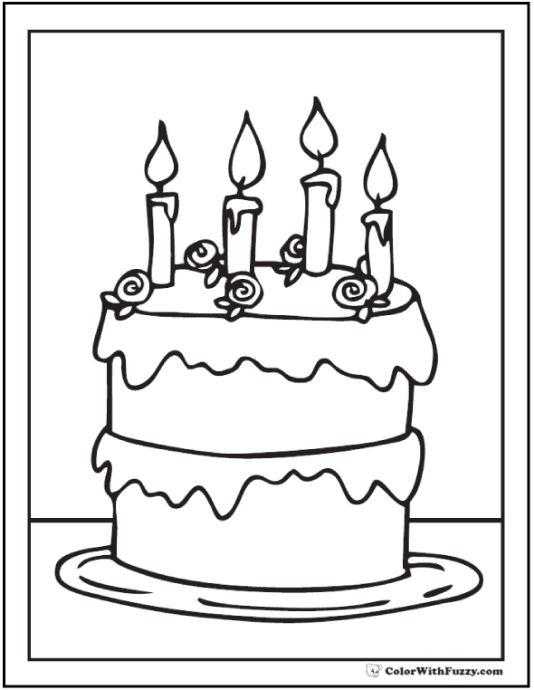 28 birthday cake coloring pages ✨ customizable adfree pdf