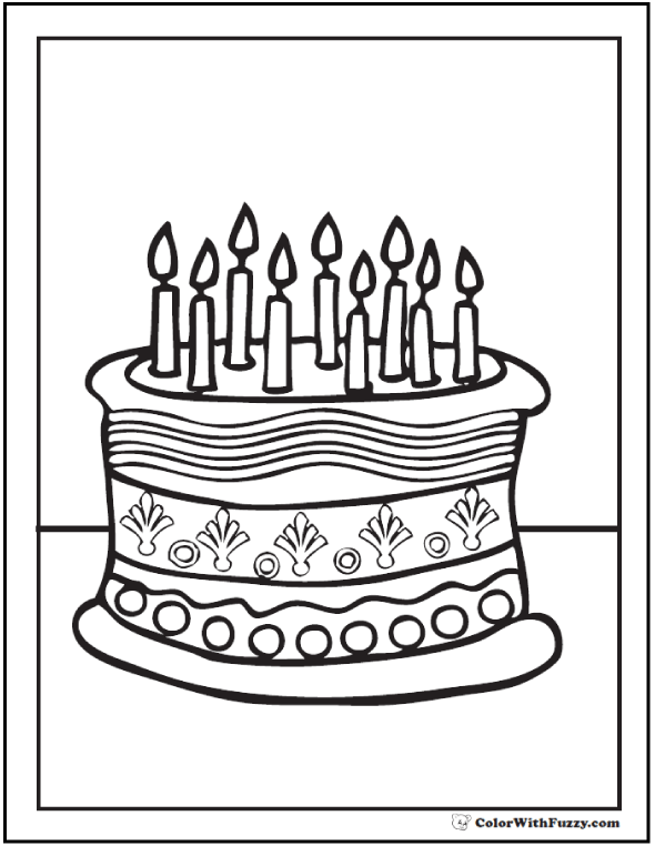birthday cake no candles coloring page