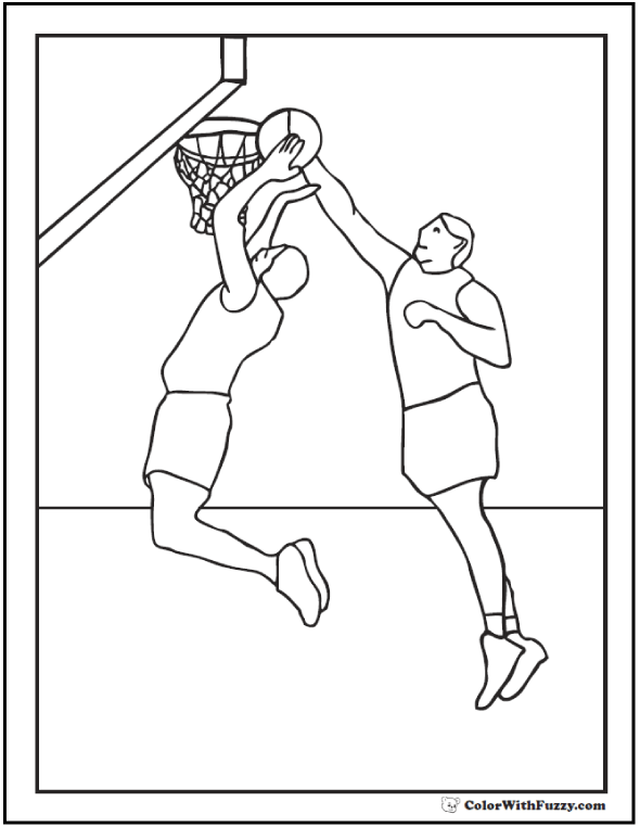 Basketball match coloring pages 