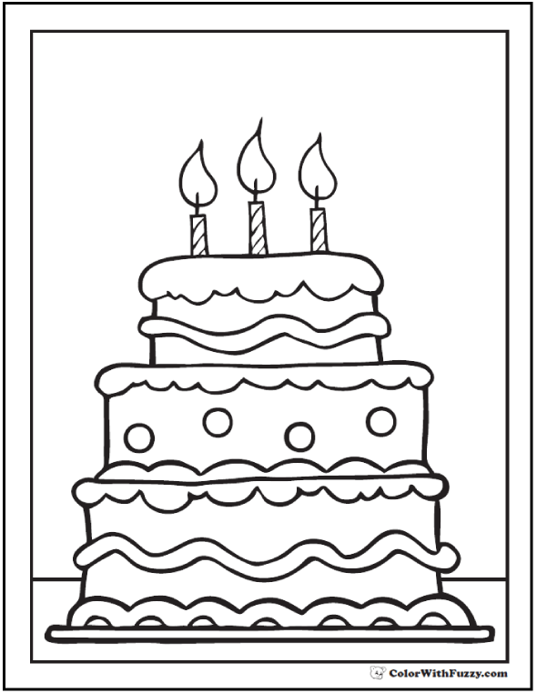 Cake Happy Birthday Party Coloring Pages – nice coloring pages for kids |  coloing-4kids.com