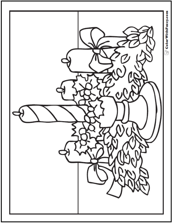 Christmas Coloring Sheets: Candle Wreath