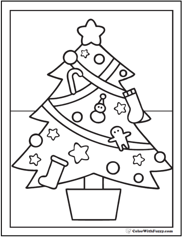 25 Christmas Tree Coloring Pages Fun In The Snow