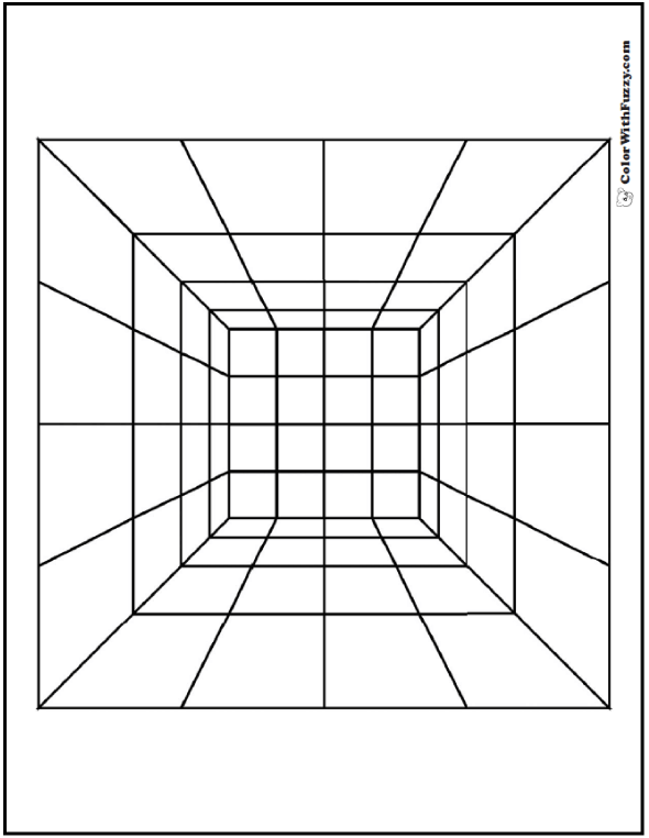 3d geometric design coloring pages