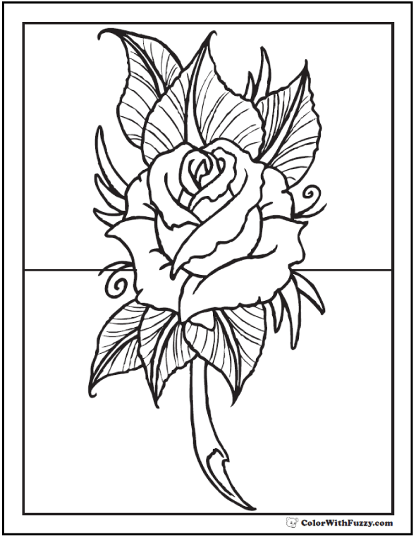 Download 73 Rose Coloring Pages Customize Pdf Printables
