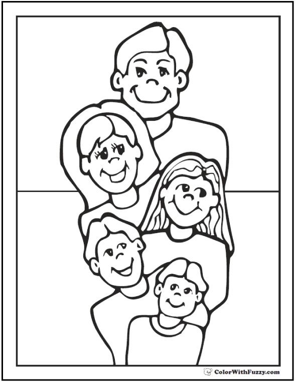 Family Father S Day Coloring Page Dad Mom 3 Kids