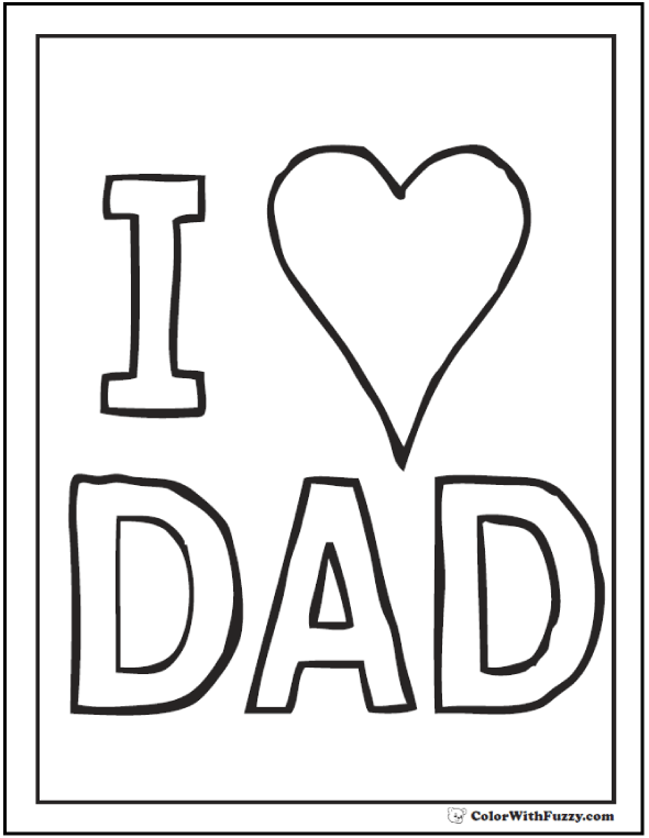 father s day coloring card i love dad