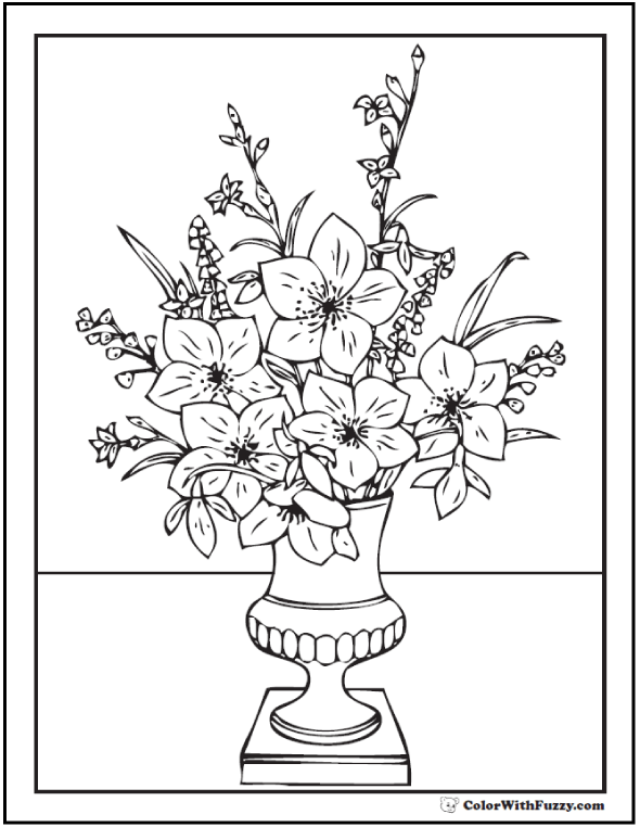 flowers in a vase coloring pages