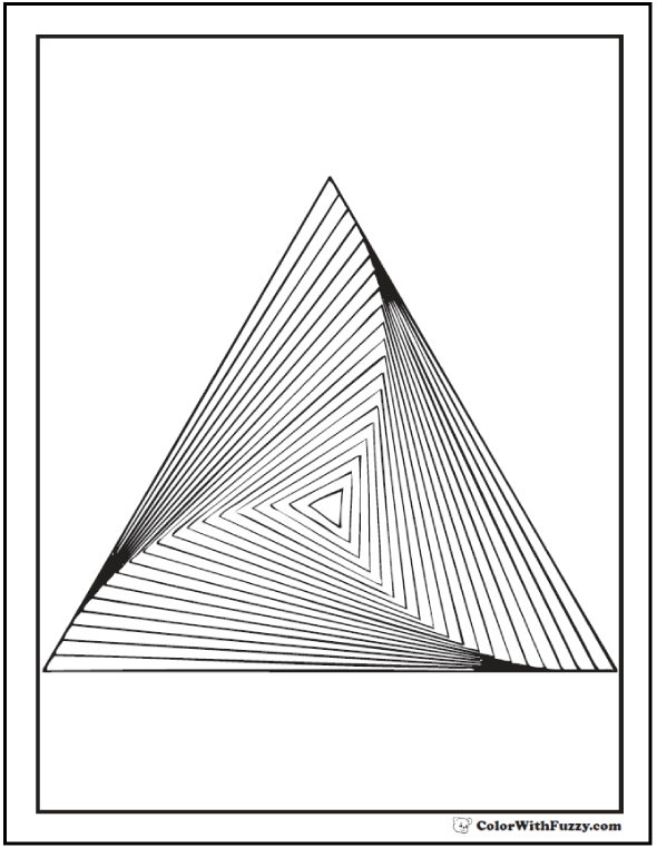 Geometric Coloring Page Adults Twisted Pyramid Concentric Triangles Stack Pages