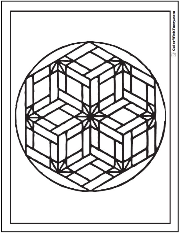 3d geometric design coloring pages