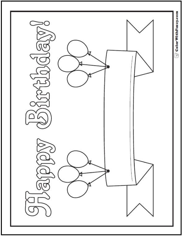 Download 129+ Happy Birthday Printables With Balloons For Kids Coloring