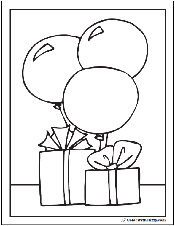 happy birthday balloons coloring pages
