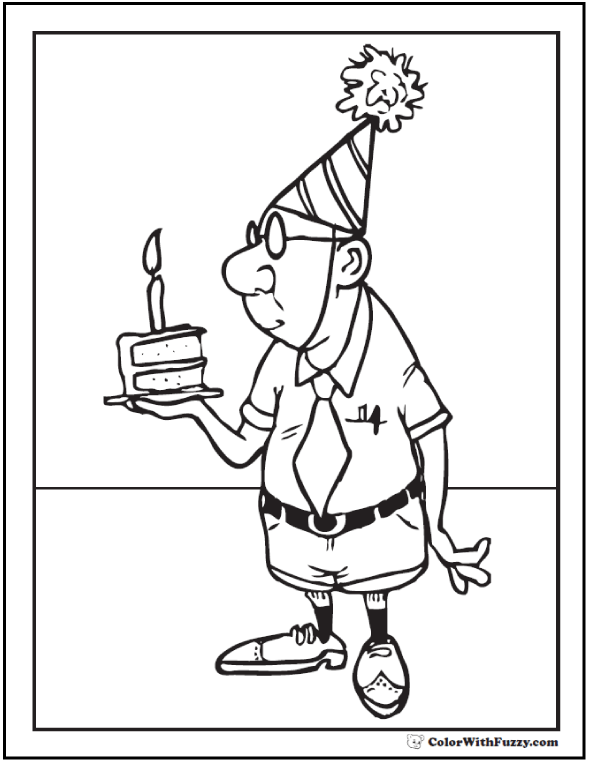 Simple Birthday Coloring Pages For Grandpa with simple drawing