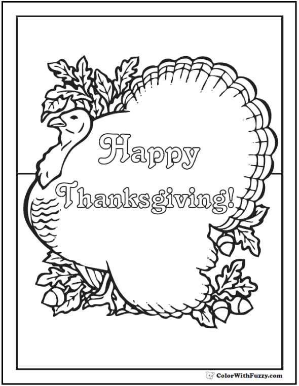 Happy Thanksgiving Coloring Turkey Greeting