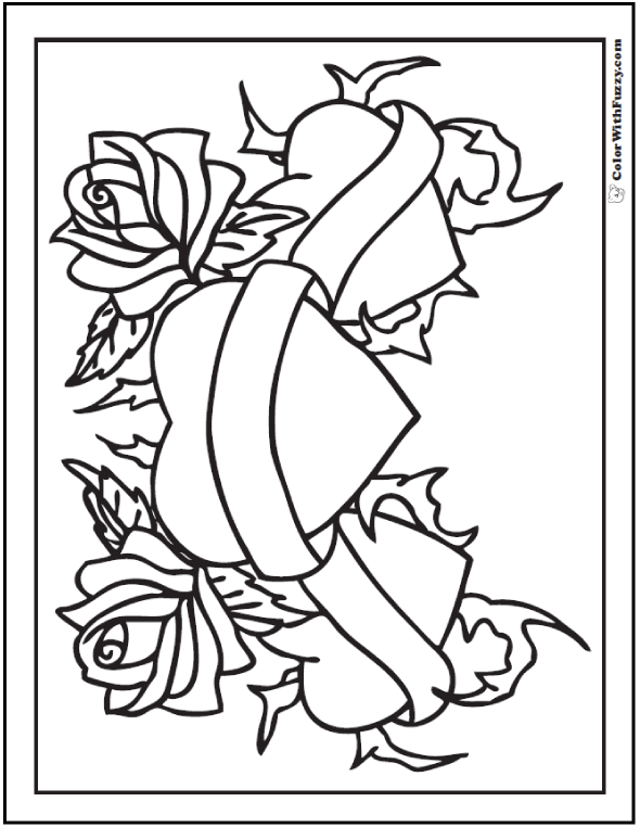 Printable Coloring Pages Of Hearts And Roses