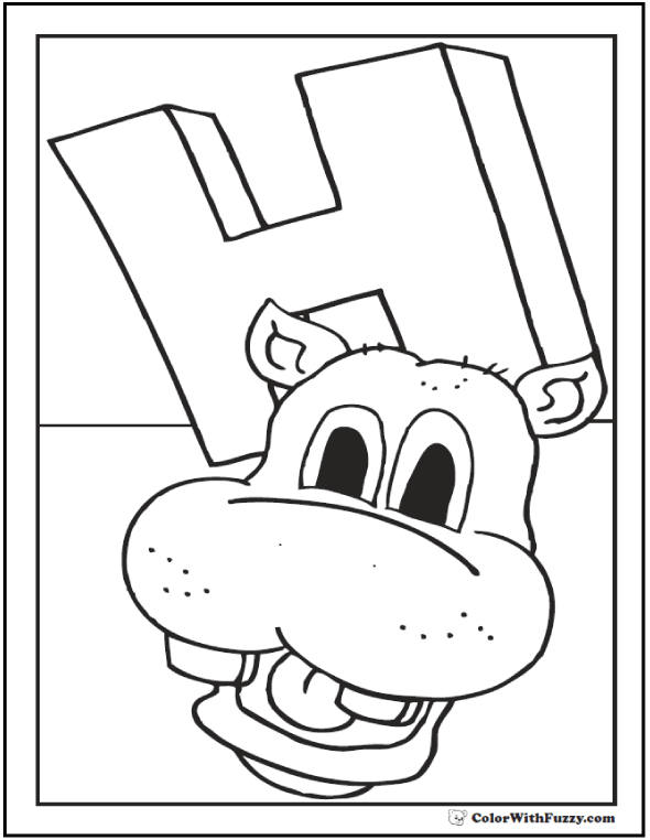 cute hippo coloring pages