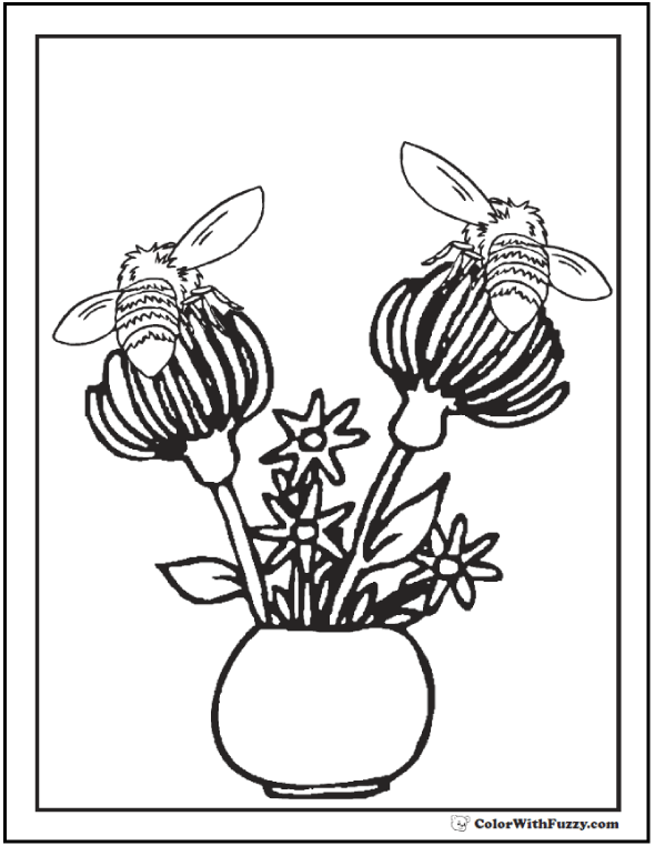 bumblebee and flower coloring page