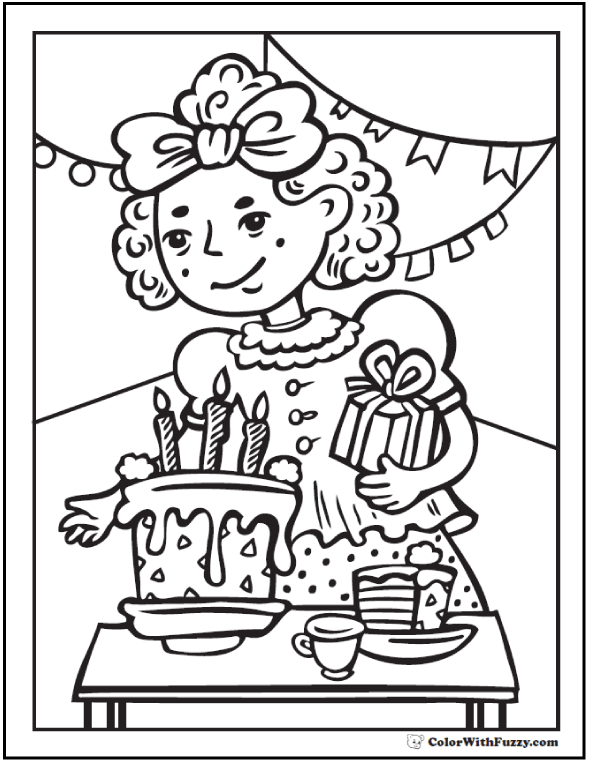 coloring pages birthday party