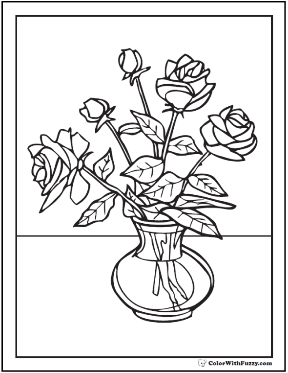 rose outlines for coloring