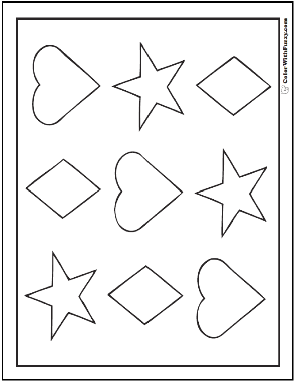 80 Shape Coloring Pages Digital Pdf Squares Circles Triangles