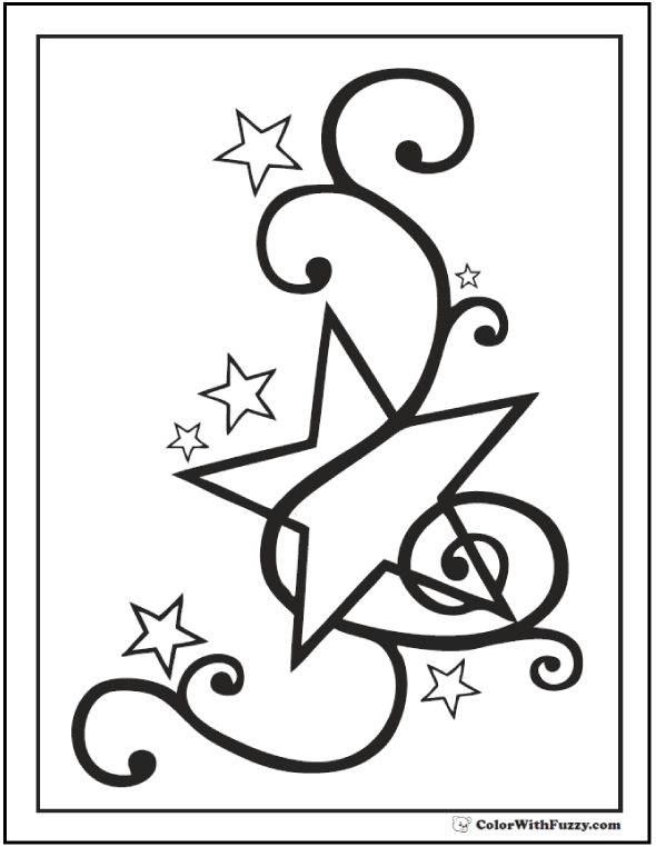 60 Star Coloring Pages Customize And Print Adfree PDF