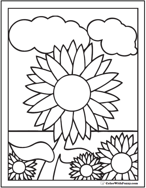 simple sunflower coloring pages