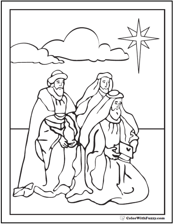 Christmas Three Wisemen Print Coloring Pages 6
